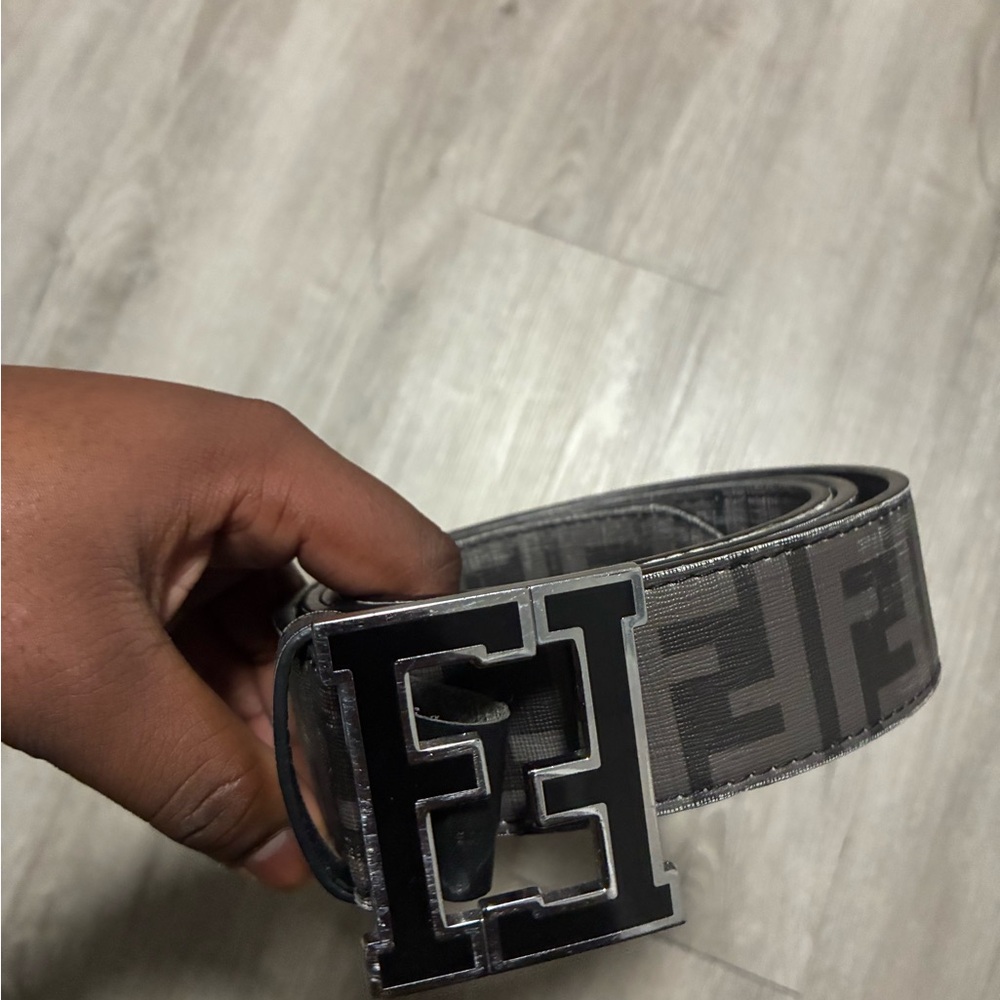 Fendi Black and Gray Men's Belt